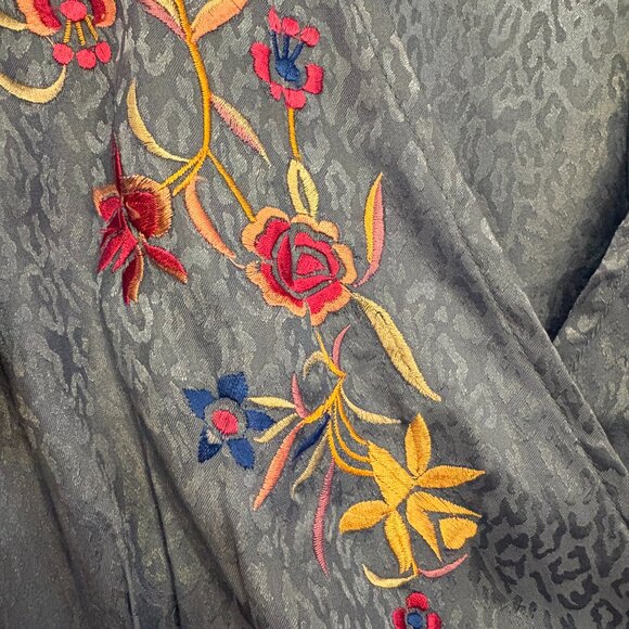 Monsoon US Sz 6 - Elizabeth Embroidered Jacquard Blue Wrap Dress - Picture 5 of 5